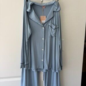 Sofia Grainge Wedding PJs - Eberjey Gisele, Ciel/Navy, XS